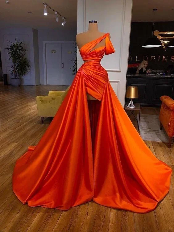 Animal Print DressOrange stylish elegant sexy long prom dress evening gown fashionable occasion dress gh1979