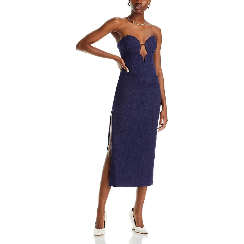 women's vintage dressesBardot Womens Eleni Denim Plunging Midi Dress