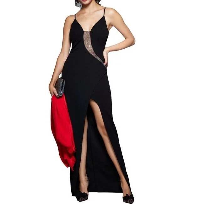 women's eco-friendly dressesEmerald Sundae Women's Rhinestone Fitted Bodycon Dress Black Size X-Small