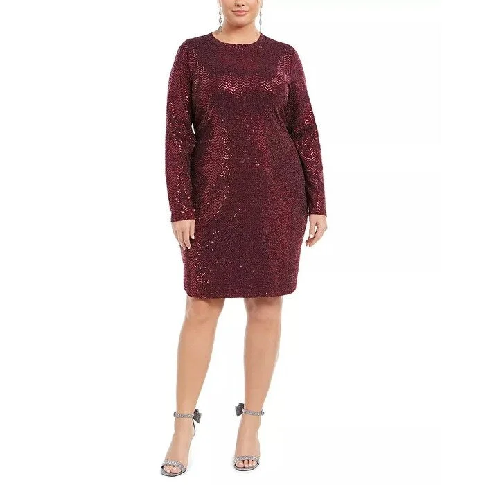 Plus-Size DressB Darlin Women's Trendy Plus Size Sequined Bodycon Dress Wine Size Square 18