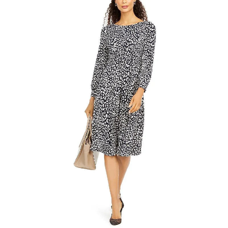 Sequined DressJessica Howard Womens Petites Cheetah Print Midi Sheath Dress