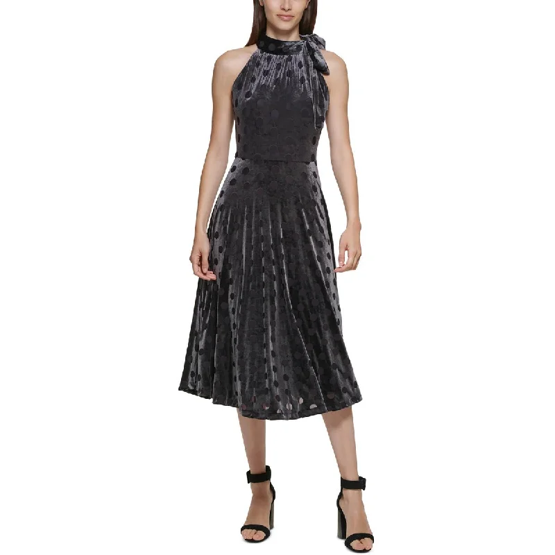 Ruffle DressCalvin Klein Womens Velvet Midi Halter Dress