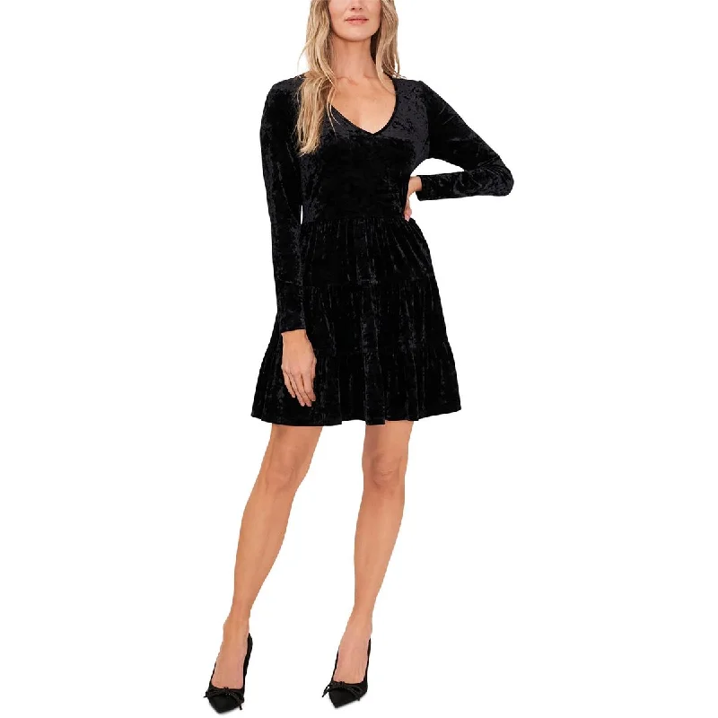 Scoop-Neck DressCeCe Womens Velvet V Neck Midi Dress