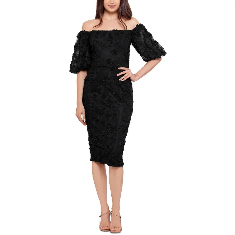 women's wrinkle-resistant dressesXscape Womens Lace Midi Cocktail and Party Dress