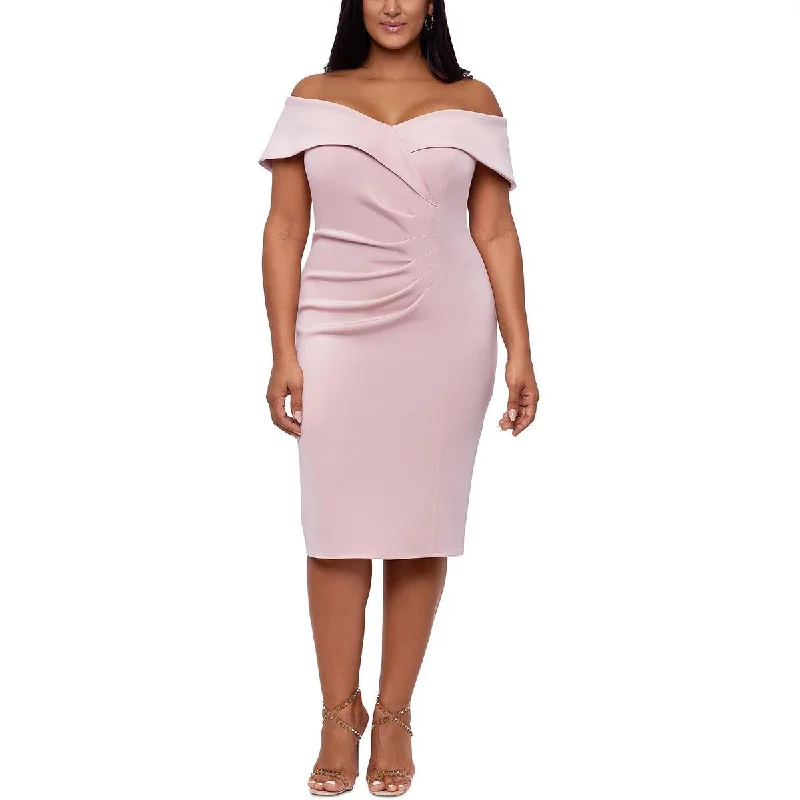 women's retro dressesX by Xscape Womens Plus Sweetheart Neck Midi Cocktail and Party Dress