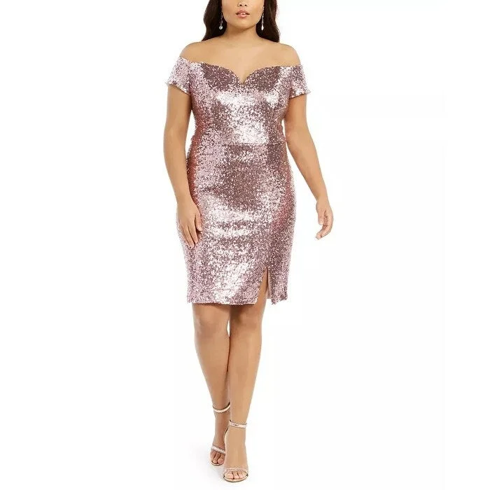 women's designer dressesB Darlin Women's Trendy Sequined Bodycon Dress Pink Size 14