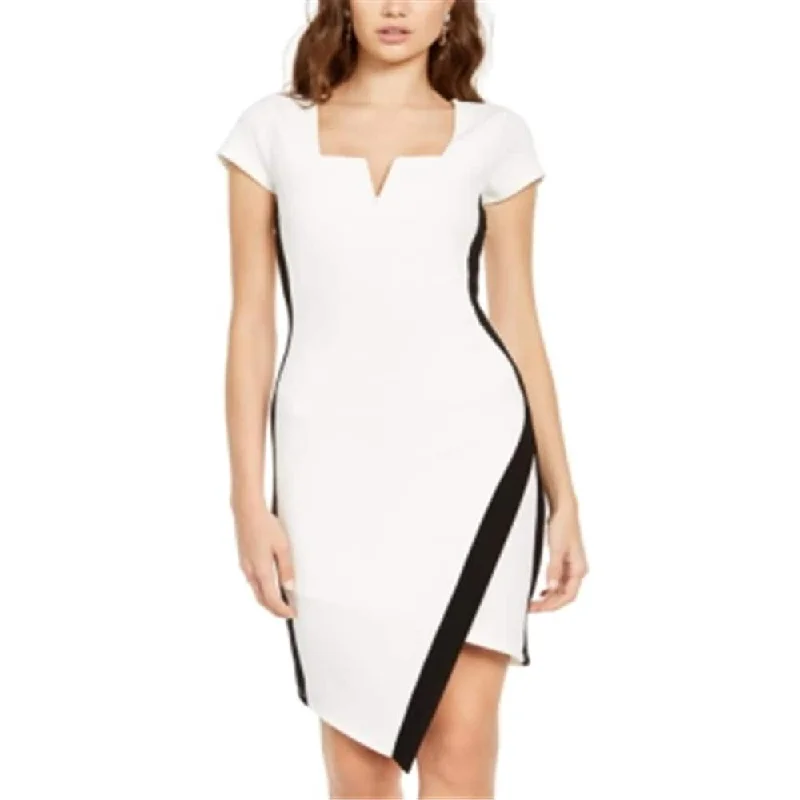 women's stretch dressesAlmost Famous Junior's Notch Neck Bodycon Dress White Size S