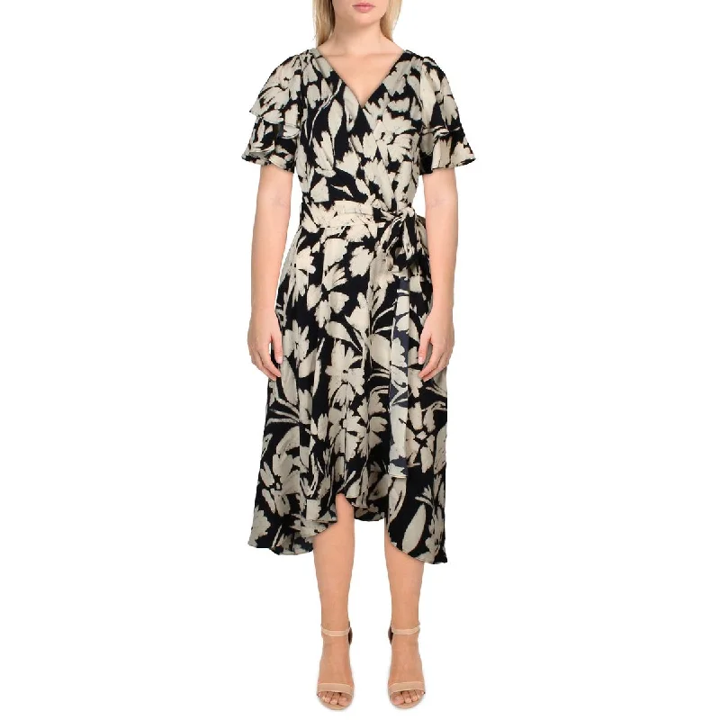 Lace DressDKNY Womens Floral Print Midi Wrap Dress