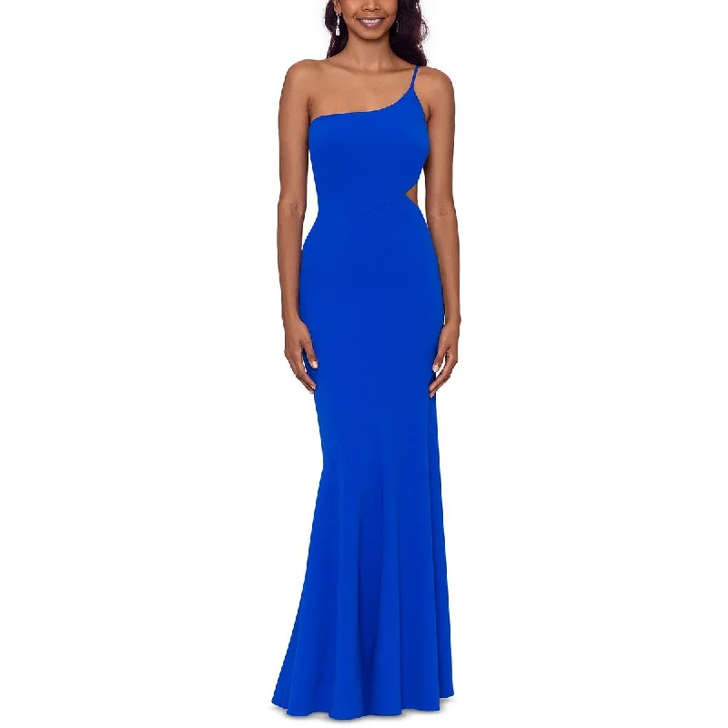 women's short-sleeved dressesBetsy & Adam Womens One Shoulder Long Evening Dress