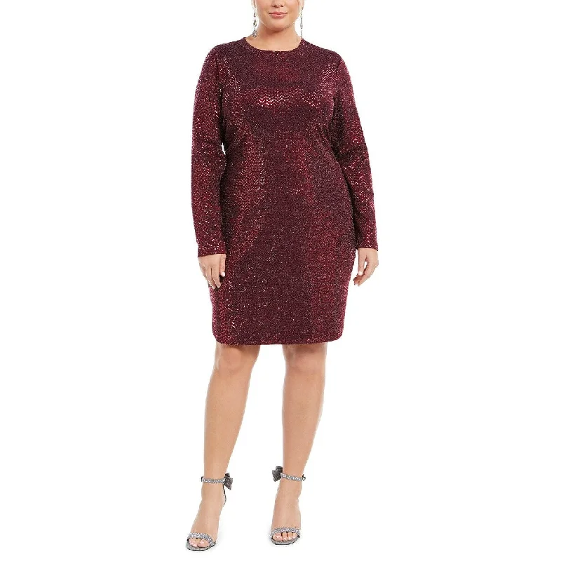 women's stylish dressesB Darlin Women's Trendy Plus Size Sequined Bodycon Dress Red Size 22