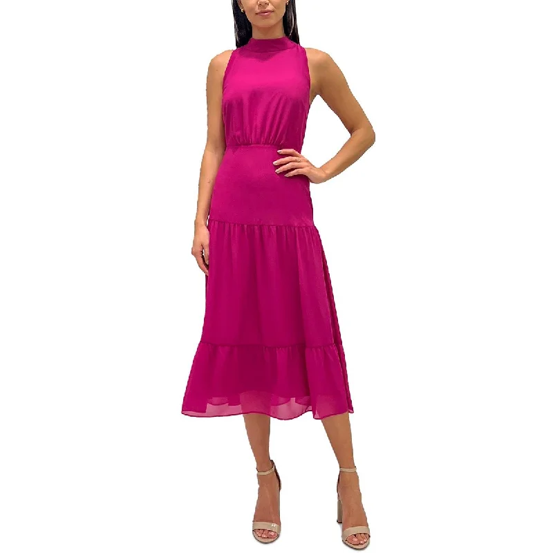 Asymmetric DressSam Edelman Womens Tiered Hem Mock Neck Midi Dress