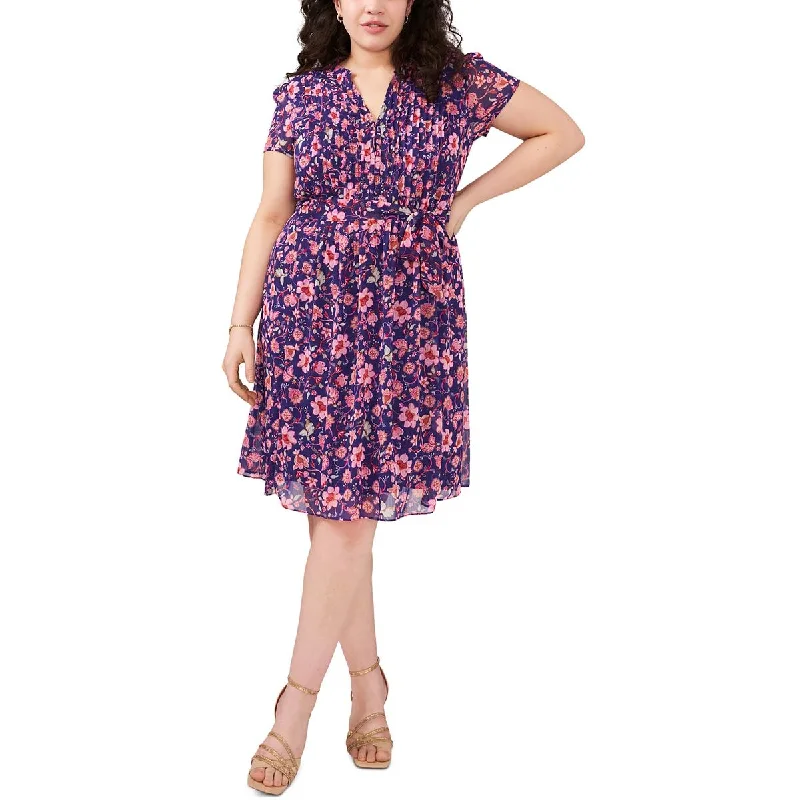 A-Line DressMSK Womens Plus Floral Print  Midi Dress