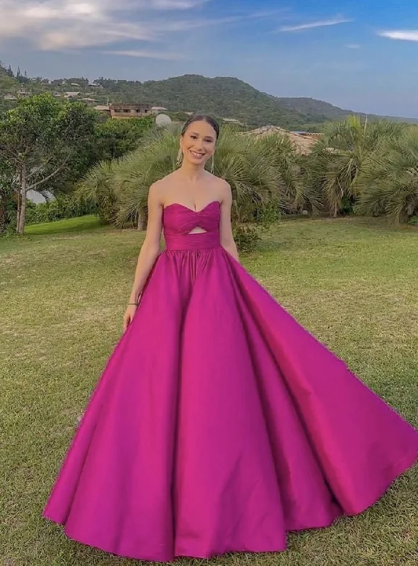 Glitter DressPink sweetheart neck tube top fashionable simple long satin ball gown evening dress gh3084