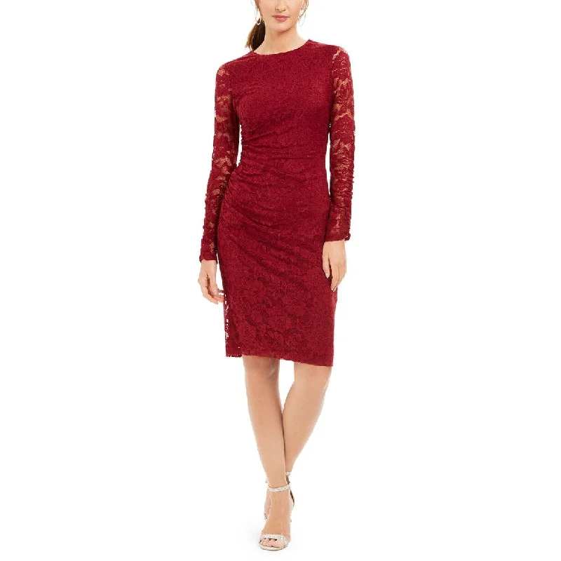 women's solid color dressesVince Camuto Women's Stretch Lace Bodycon Dress Red Size 4