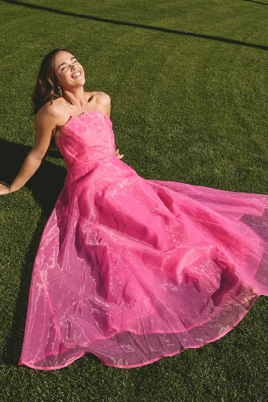 women's sleeveless dressesStrapless Hot Pink Long Prom Dress Evening Gown  gh2970