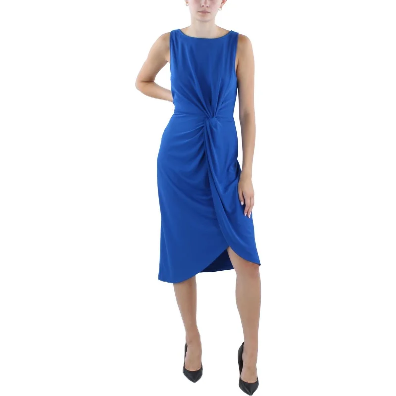 women's solid color dressesLauren Ralph Lauren Womens Midi Front Twist Wear To Work Dress