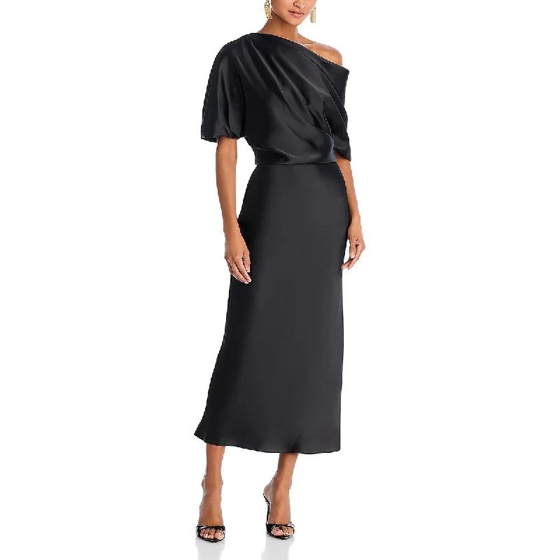 women's bow dressesAmsale Womens Draped Pencil Midi Dress