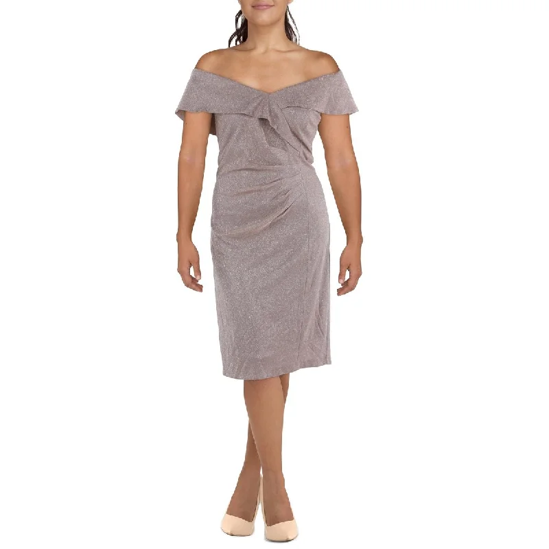 women's fair-trade dressesX by Xscape Womens Plus Metallic Midi Cocktail And Party Dress