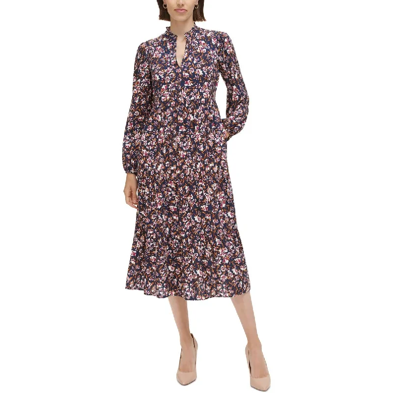 Silk DressJessica Howard Womens Floral Midi Sheath Dress