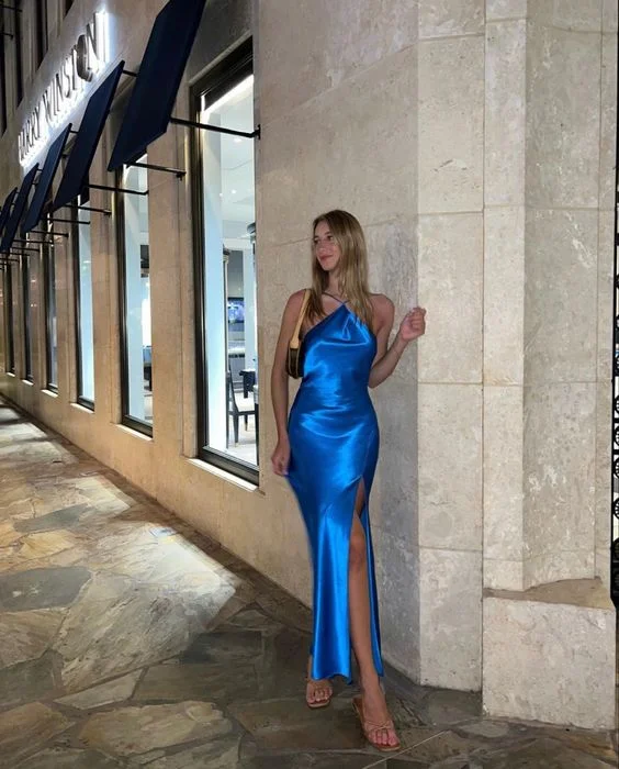 women's bridesmaid dressesBlue Sexy Mermaid Strapless Slit Long Ball Gown Evening Dress gh3050