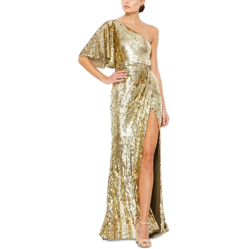 women's bodycon dressesMac Duggal Womens Sequined One Shoulder Evening Dress