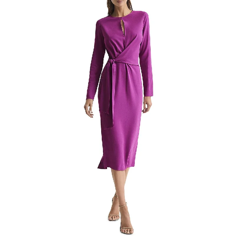 Minimalist DressReiss Womens Faux Wrap Midi Midi Dress