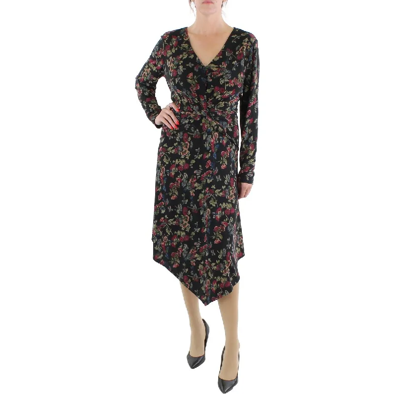 women's sheath dressesLauren Ralph Lauren Womens Floral V-Neck Midi Dress