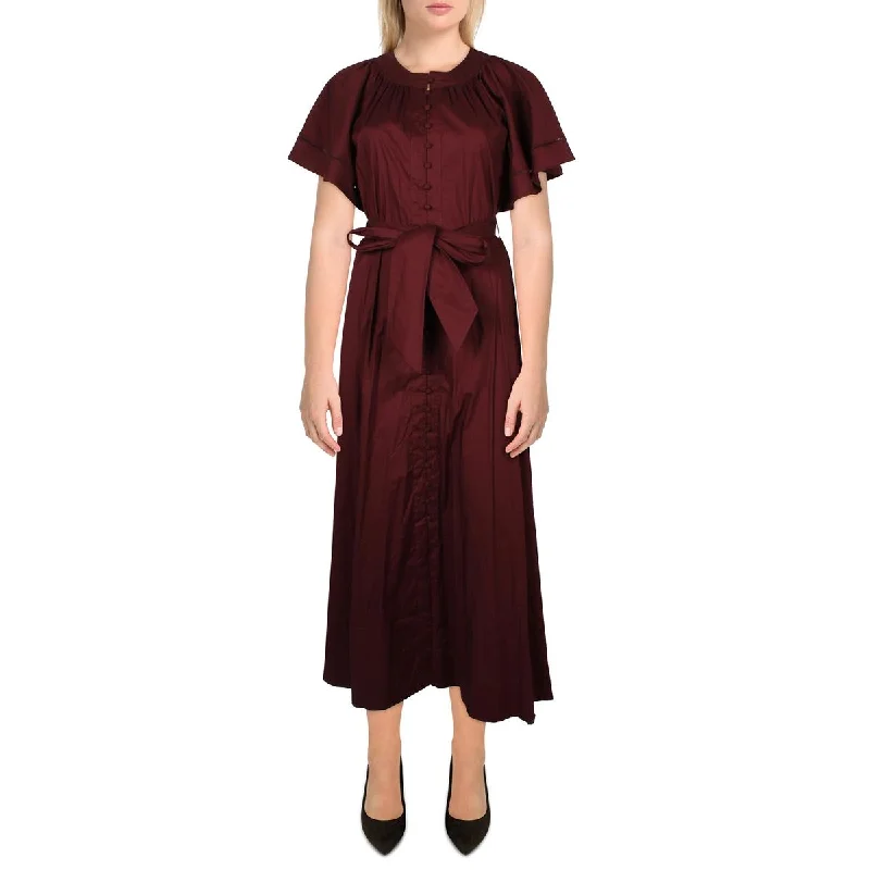 Silk DressLauren Ralph Lauren Womens Gathered Tea Length Midi Dress