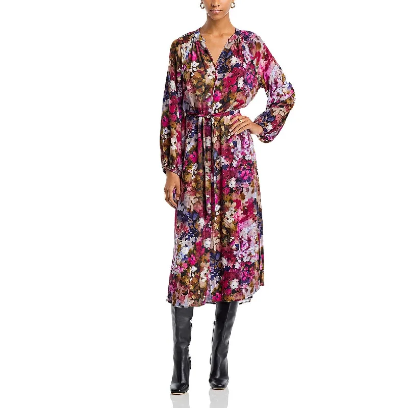 women's trendy dressesBella Dahl Womens Floral Button Up Midi Dress