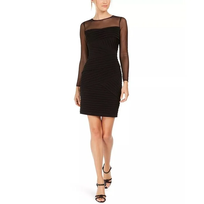 Casual DressCalvin Klein Women's Illusion-Detail Bodycon Dress Black Size 10 P - 10 Petite