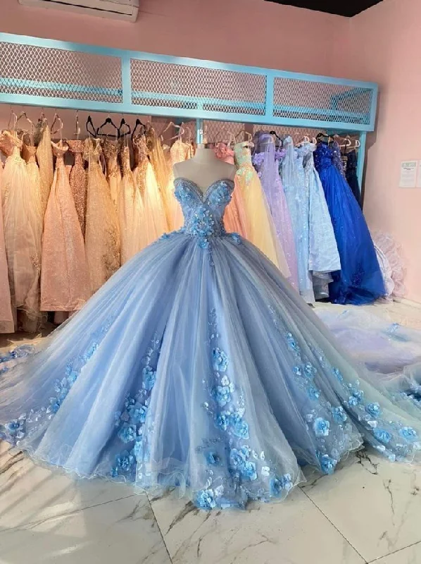 Body-Hugging DressBlue gorgeous exquisite applique beaded long tulle ball gown evening dress gh3071