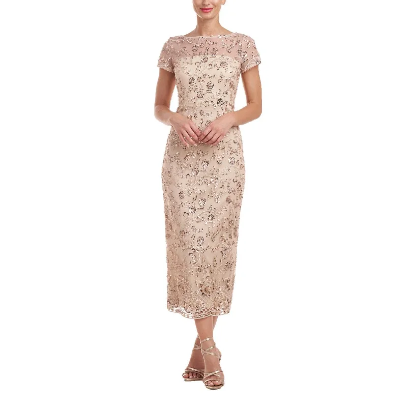 Wedding DressJS Collections Womens Henley Tea Sequin Embroidered Midi Dress