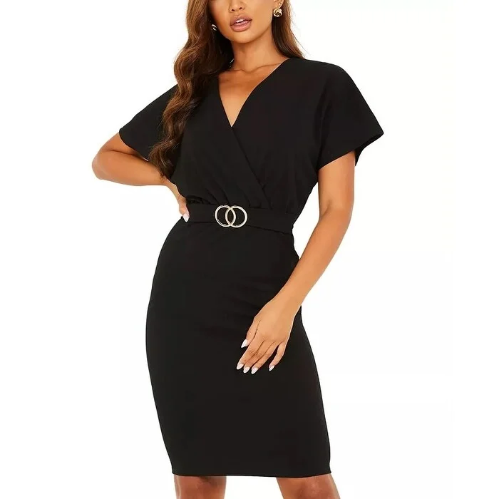 Cut-Out DressQUIZ Women's Belted Bodycon Dress Black Size 10