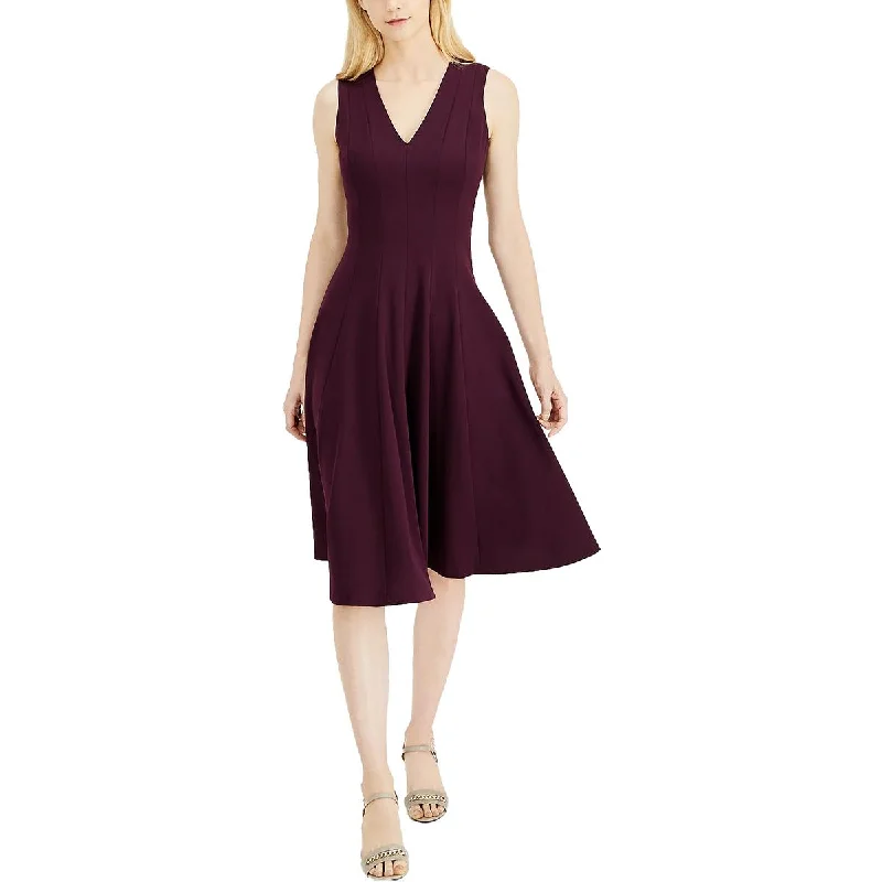 women's high-low dressesCalvin Klein Womens Crepe Midi Fit & Flare Dress