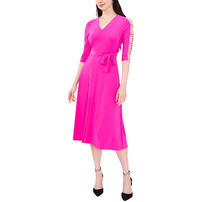 women's limited-edition dressesMSK Womens Petites Matte Jersey Midi Fit & Flare Dress