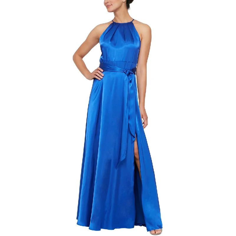 Zipper DressAlex & Eve Womens Satin Belted Evening Dress