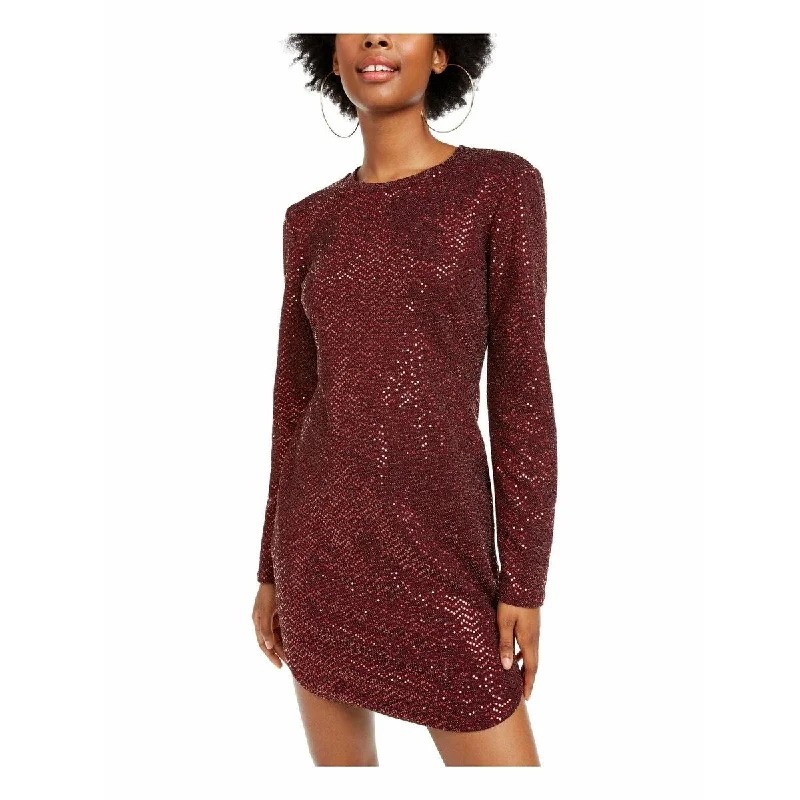 women's luxury dressesB Darlin Juniors' Sequined Bodycon Dress Burgundy Size Large