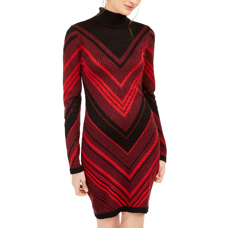 women's mini dressesPlanet Gold Juniors' Turtleneck Bodycon Sweater Dress Red Size XL