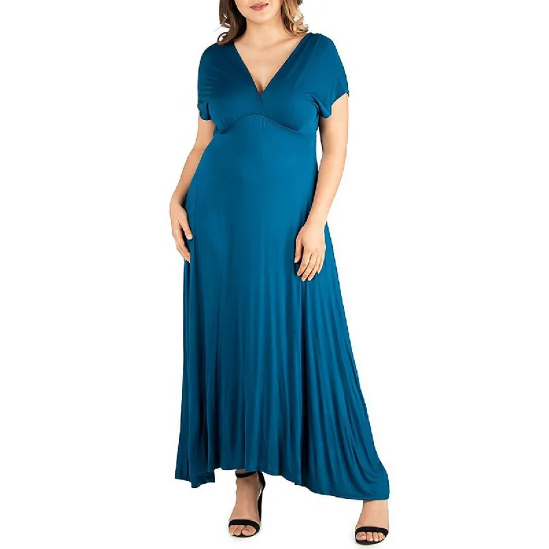 Flutter-Sleeve Dress24seven Comfort Apparel Womens V-Neck Ruched Midi Dress