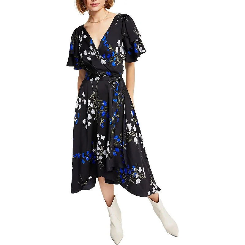 women's off-the-shoulder dressesDKNY Womens Belted Midi Wrap Dress