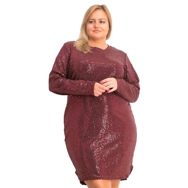 Glitter DressB Darlin Women's Trendy Plus Size Sequined Bodycon Dress Wine Size 16