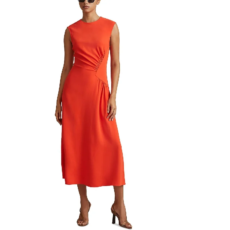 women's travel dressesReiss Womens Ruched Sleeveless Midi Dress