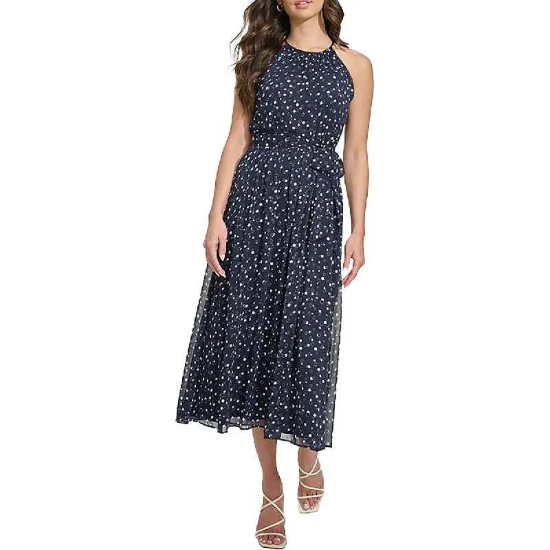 Prom DressDKNY Womens Polka Dot Halter Neck Midi Dress