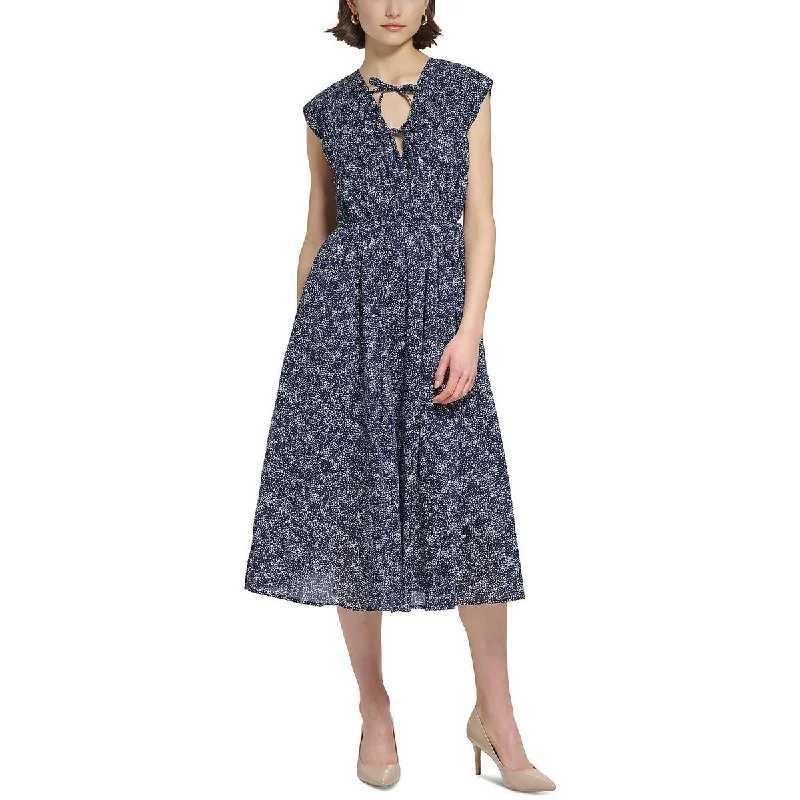 Polka-Dot DressCalvin Klein Womens Printed Sleeveless Midi Dress