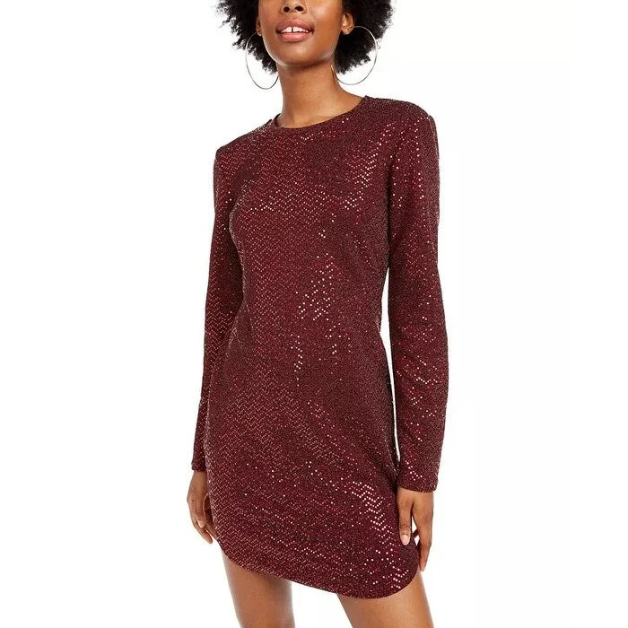 Body-Hugging DressB Darlin Juniors' Sequined Bodycon Dress Dark Purple Size Extra Small - X-Small