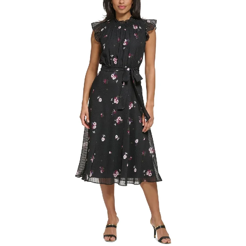 women's petite dressesDKNY Womens Midi Floral Print Midi Dress