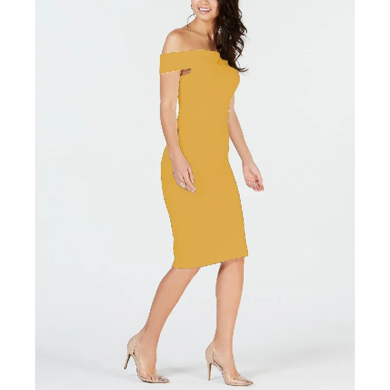 Sheath DressThalia Sodi Women's Off-The-Shoulder Bodycon Dress Yellow Size Medium