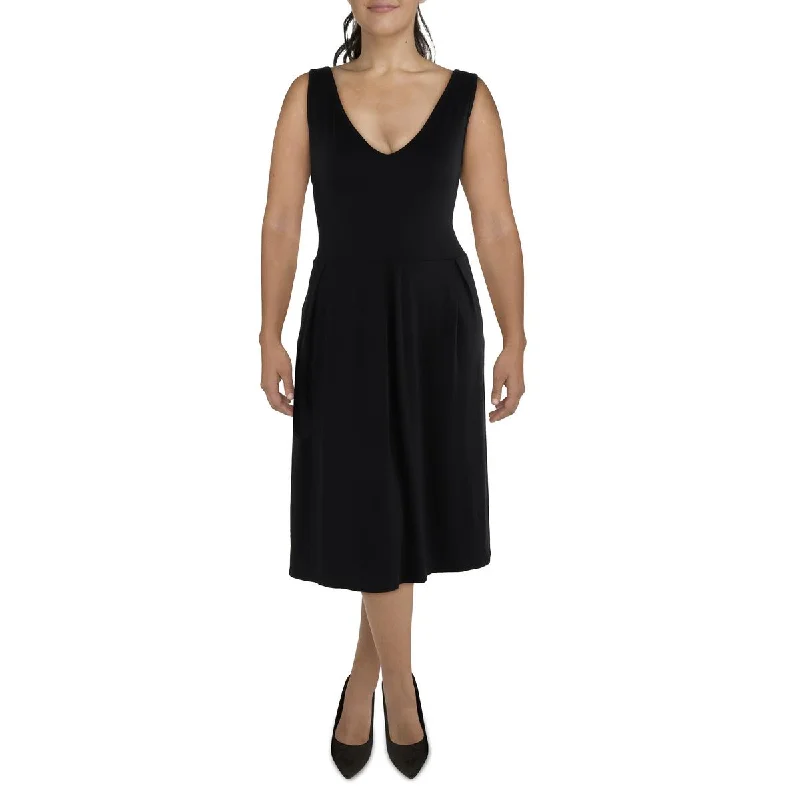 Velvet Dress24seven Comfort Apparel Womens Plus Pleated Midi Fit & Flare Dress