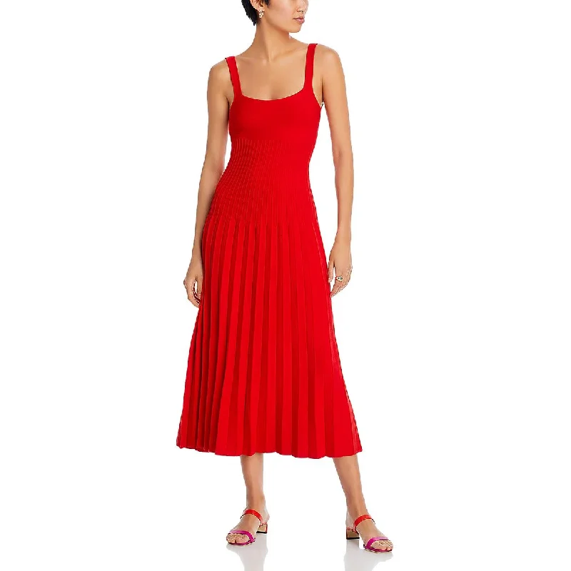 women's apple-shaped body dressesSTAUD Womens Tea Length Pleated Midi Dress