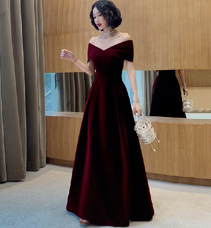 Elegant DressElegant velvet long prom dress evening dress  8482